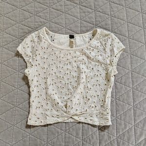 Free People - We The Free - Cream Eyelet Crop Top